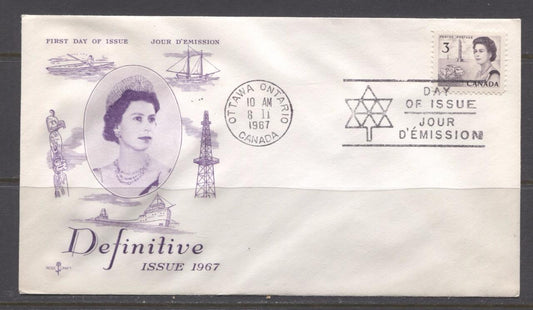 Canada #456 (SG#581) 1967 3c Purple Centennial Issue Rose Craft First Day Cover XF-86 Brixton Chrome 
