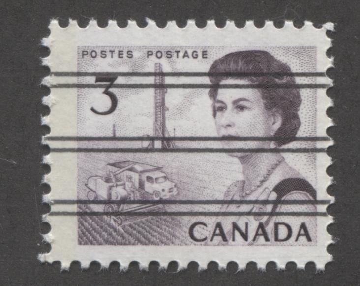 Canada #456pxx (SG#581q) 3c Deep Reddish Purple Centennial GT-2 Precancel PVA Gum F-70 NH Brixton Chrome 