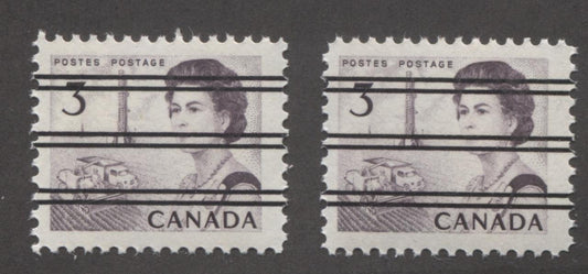 Canada #456xx (SG#581) 3c Dull Reddish Purple Centennial Precancel 2 Different Papers F-70 NH Brixton Chrome 