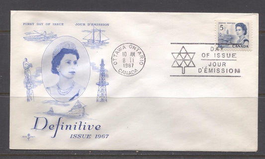 Canada #458 (SG#583) 1967 5c Blue Centennial Issue Rose Craft First Day Cover XF-86 Brixton Chrome 