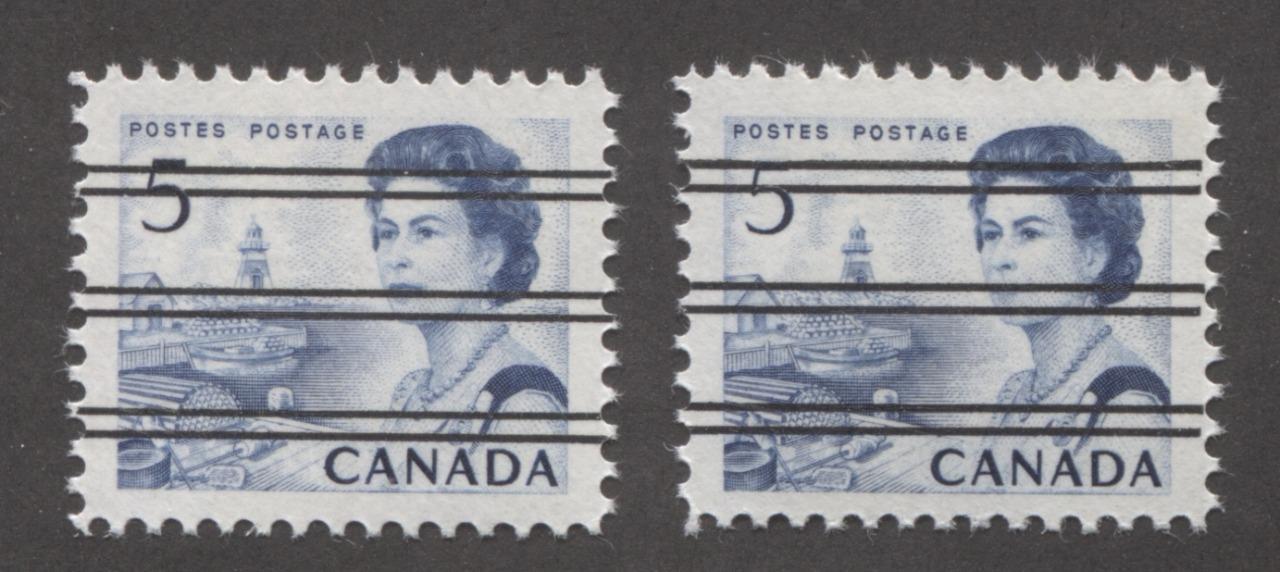Canada #458xxi (SG#583) 5c Deep Blue Centennial Precancel 2 Different Papers VF-80 NH Brixton Chrome 