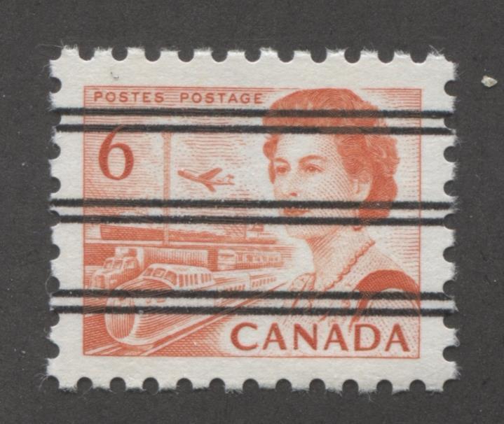 Canada #459xx (SG#601) 6c Deep Red Orange Centennial Precancel DF Gr Paper VF-84 NH Brixton Chrome 