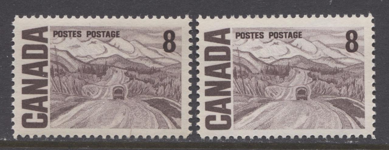 Canada #461 (SG#584) 8c Deep Brown Purple 1967-73 Centennial DF-fl Gr. Paper Smooth Gum VF-84 NH Brixton Chrome 