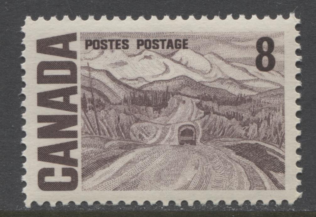 Canada #461 (SG#584) 8c Deep Brown Purple 1967-73 Centennial DF-fl Gr. Paper Smooth Gum VF-84 NH Brixton Chrome 