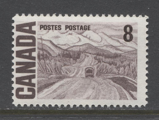 Canada #461iv (SG#584) 8c Deep Rose Lilac 1967-73 Centennial NF LV Paper Smooth Gum F-65 NH Brixton Chrome 