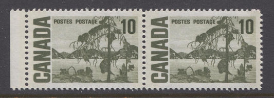 Canada #462piv (SG#585pc) 10c Deep Yellow Green 1967-73 Centennial W2B Tagged 29mm Spacing Pair LF Paper VF-80 NH Brixton Chrome 