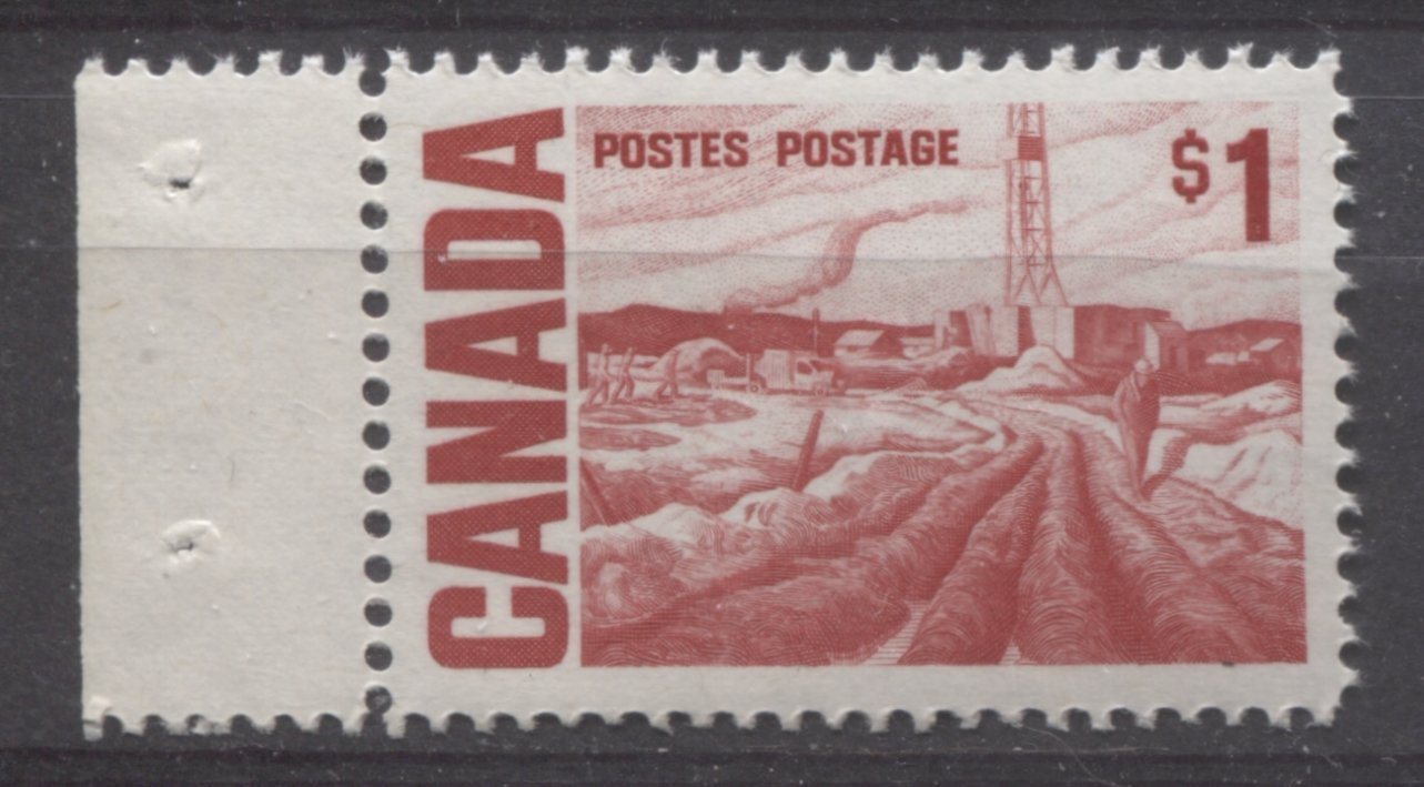 Canada #465Biv (SG#590c) $1 Scarlet Edmonton Oilfield 1967-1973 Centennial Issue MF Paper VF-80 NH Brixton Chrome 
