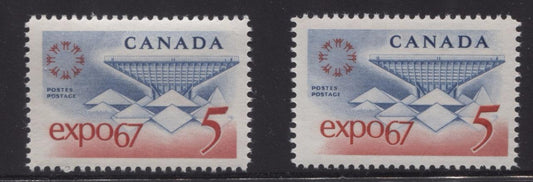 Canada #469 (SG#611) 5c Blue and Red Expo 67 2 Different Gums - Group 1 VF-80 NH Brixton Chrome 