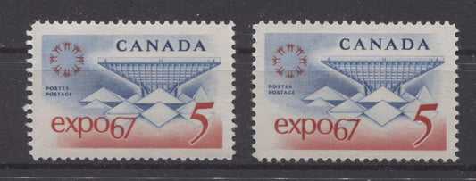 Canada #469 (SG#611) 5c Blue and Red Expo 67 Smooth & Streaky Gums VF-82 NH Brixton Chrome 