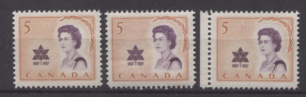 Canada #471 (SG#613) 5c 1967 Royal Visit - 3 Different Papers and Gums - Group 1 VF-75 NH Brixton Chrome 