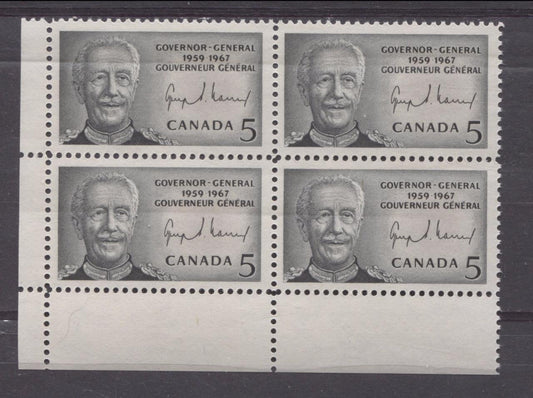 Canada #474 (SG#616) 5c Black 1967 Vanier Issue Field Stock Block NF/DF-fl, LF, S VF 75/80 NH Brixton Chrome 