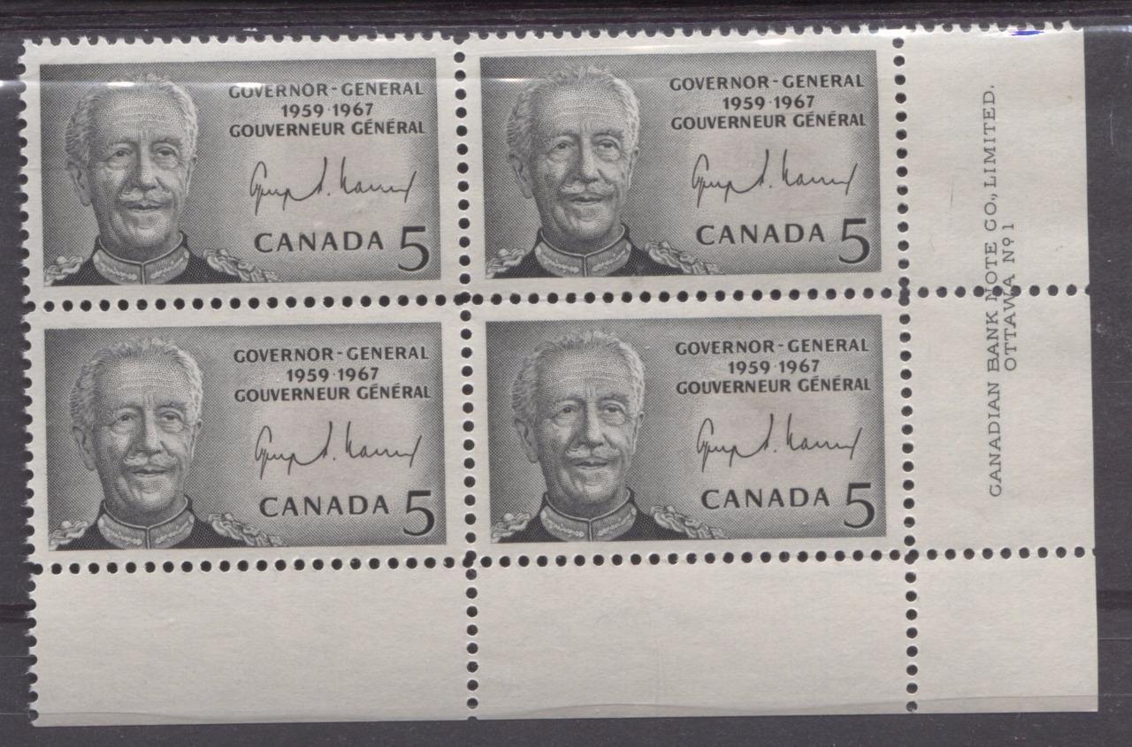 Canada #474 (SG#616) 5c Black 1967 Vanier Issue Plate 1 LR on DF Paper VF 75/80 NH Brixton Chrome 