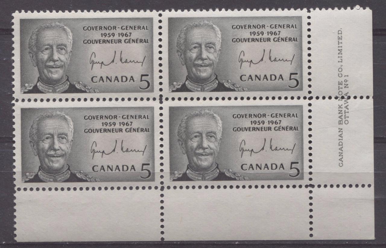 Canada #474 (SG#616) 5c Black 1967 Vanier Issue Plate 1 LR On DF Paper VF 84 NH Brixton Chrome 