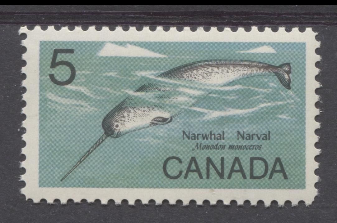 Canada #480i (SG#622a) 5c Multicoloured 1968 Narwhal DF Paper VF 75/80 NH DF Brixton Chrome 