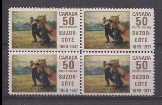 Canada #492 (SG#634) 50c Multicoloured 1969 Suzor-Cote Issue Field Stock Block on LF Paper VF 75/80 NH Brixton Chrome 
