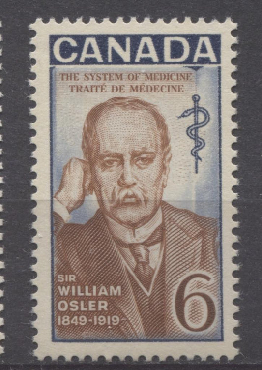 Canada #495 (SG#637) 6c Dark And Light Blue and Rust 1969 William Osler Issue DF Paper VF 75/80 NH Brixton Chrome 