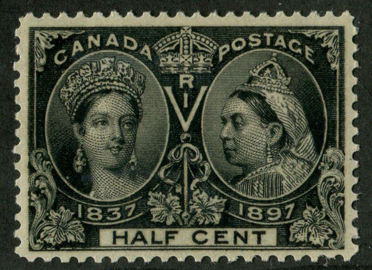 Canada #50 (SG#121) Half Cent Black 1897 Diamond Jubilee Issue Oily Paper VF-78 OG LH Brixton Chrome 