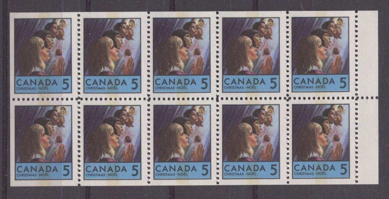 Canada #502qi (SG#644pa) 5c Multicolored 1969 Christmas Issue Booklet Pane MF Paper F-70 NH Brixton Chrome 