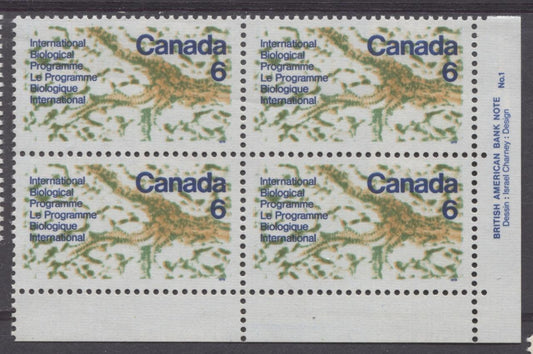 Canada #507 (SG#649) 6c Multicoloured 1970 International Biological Programme Plate 1 LR On DF Paper VF 75/80 NH Brixton Chrome 