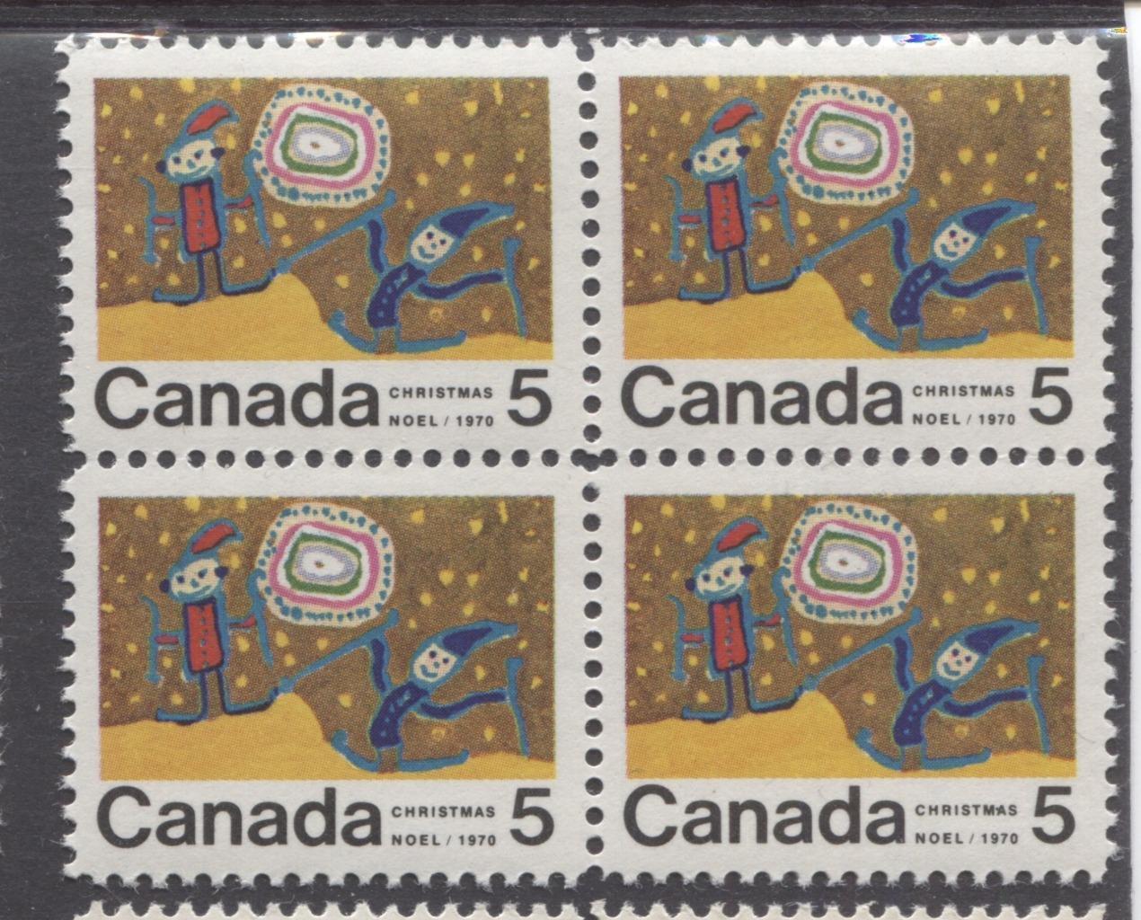 Canada #522i (SG#664) 5c Multicolored Skiing 1970 Christmas Issue HF Paper 75/80 NH Brixton Chrome 