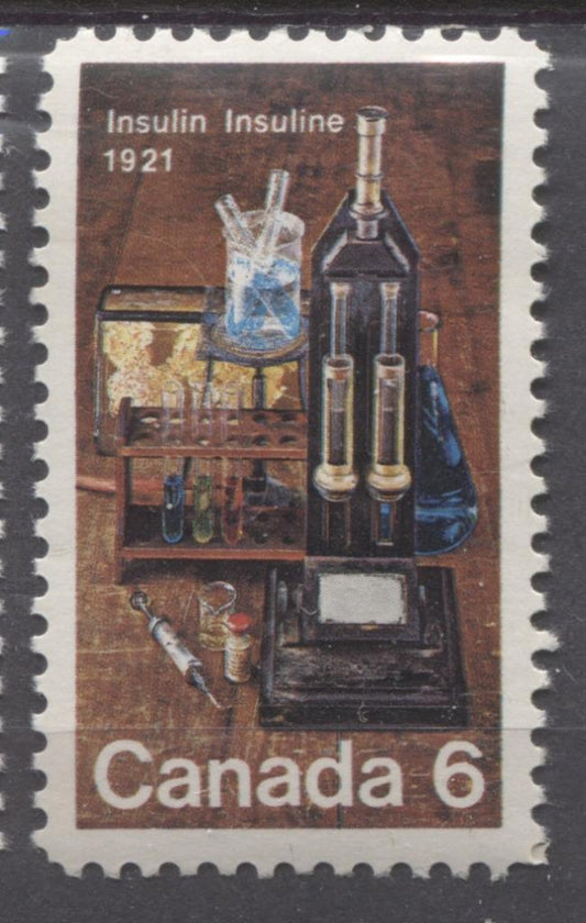 Canada #533 (SG#675) 6c Multicoloured Lab Equipment 1971 Discovery Of Insulin Issue MF/HF Paper VF 75/80 NH Brixton Chrome 