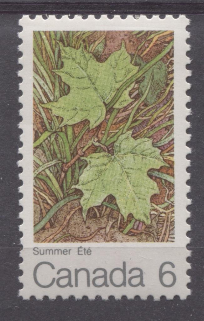 Canada #536 (SG#678) 6c Multicoloured Summer 1971 Maple Leaf In Four Seasons Issue MF Paper VF 75/80 NH Brixton Chrome 