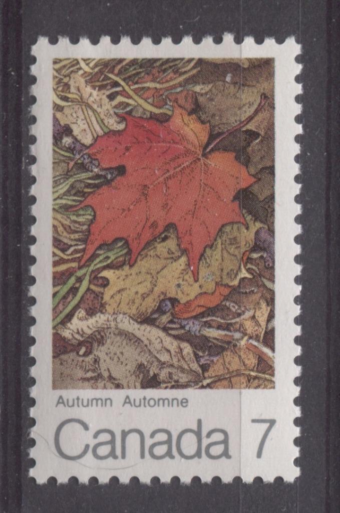 Canada #537ii (SG#679) 7c Multicoloured Autumn 1971 Maple Leaf In Four Seasons Issue HF/HF-fl, HB, S Paper VF 75/80 NH Brixton Chrome 