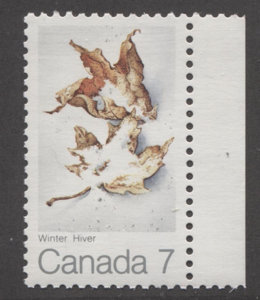 Canada #538 (SG#680) 7c Multicoloured Winter 1971 Maple Leaf In Four Seasons Issue HF/HF Horizontal Wove VF-84 NH Brixton Chrome 