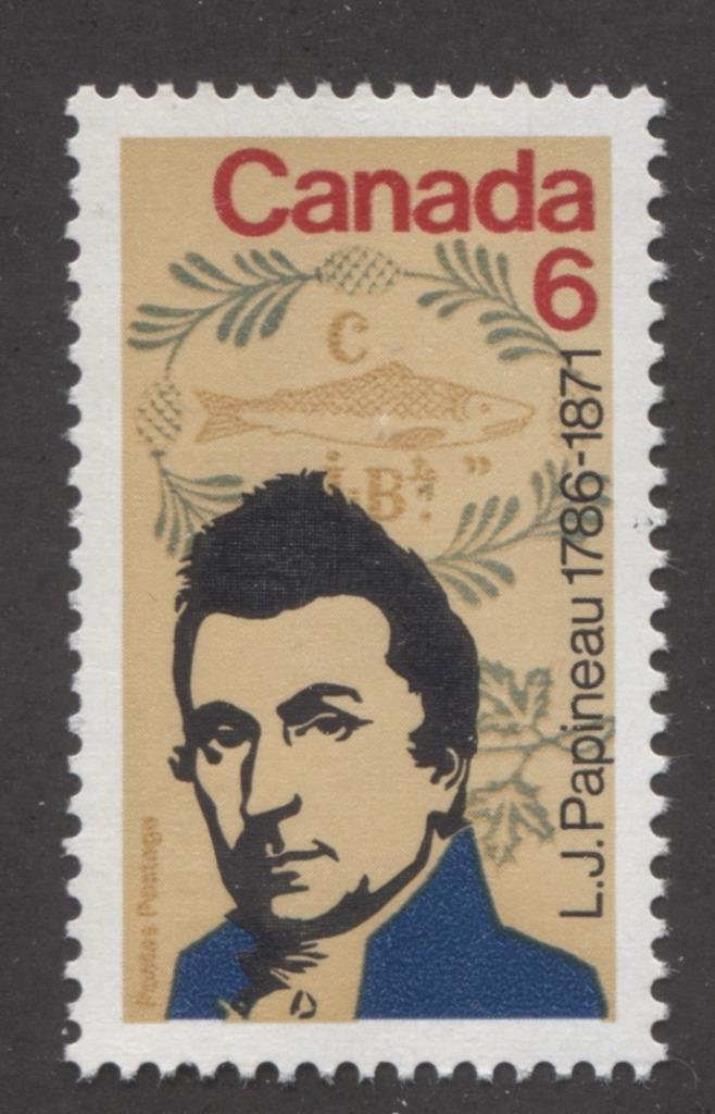 Canada #539i (SG#681) 6c Multicoloured 1971 Papineau Death Centenary Issue DFGr/DFgr-fl, LF-S Paper VF-84 NH Brixton Chrome 