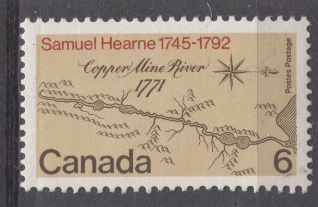 Canada #540 (SG#682) 6c Multicoloured Samuel Hearne Issue DF/DF-fl, LF, VVS Paper VF-75/80 NH Brixton Chrome 