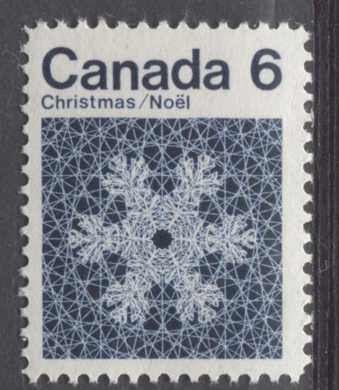 Canada #554i (SG#687o) 6c Indigo Snowflake 1971 Christmas Issue DF Paper VF-75/80 NH Brixton Chrome 