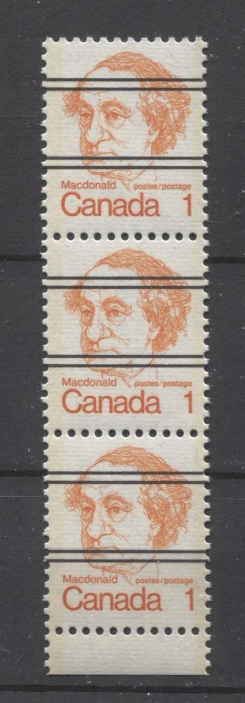 Canada #586xxii (SG#693) 1c Macdonald 1972-1978 Caricature Issue Precancel Horizontal Ribbed Type 1 Tagging Flaws VF-80 NH Brixton Chrome 