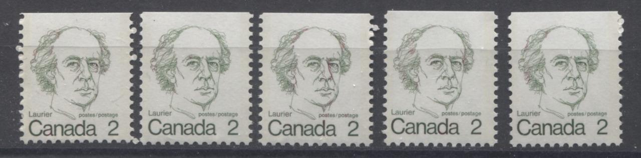 Canada #587viii (SG#694) 2c Deep Dull Green Laurier 1972-1978 Caricature Issue Booklet Stamp Paper Type 11 F-70 NH Brixton Chrome 