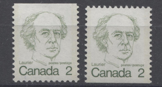 Canada #587viii (SG#694) 2c Dull Green Laurier 1972-1978 Caricature Issue Booklet Stamps Paper Ty 5 VF-80 NH Brixton Chrome 