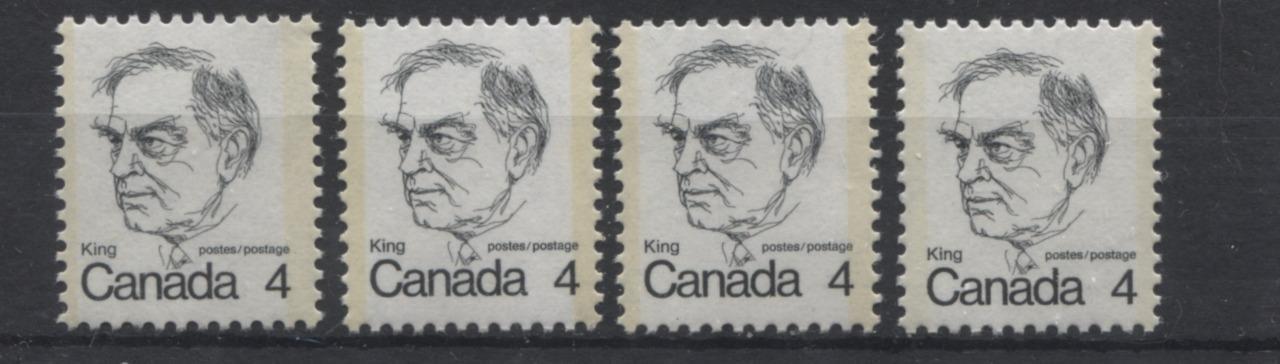 Canada #589 (SG#696) 4c Black King 1972-1978 Caricature Issue LF Paper Type 3, 5, 12 and 13 VF-75 NH Brixton Chrome 