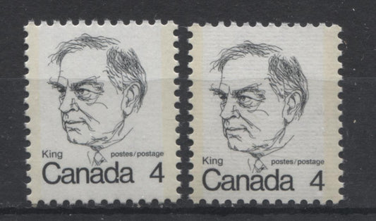 Canada #589vi,vii (SG#696) 4c Black King 1972-1978 Caricature Issue DF/HF and HF Papers VF-75 NH Brixton Chrome 