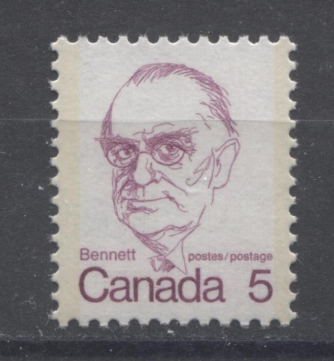 Canada #590iii (SG#697) 5c Rose Lilac Bennett 1972-1978 Caricature Issue MF Paper VF-80 NH Brixton Chrome 