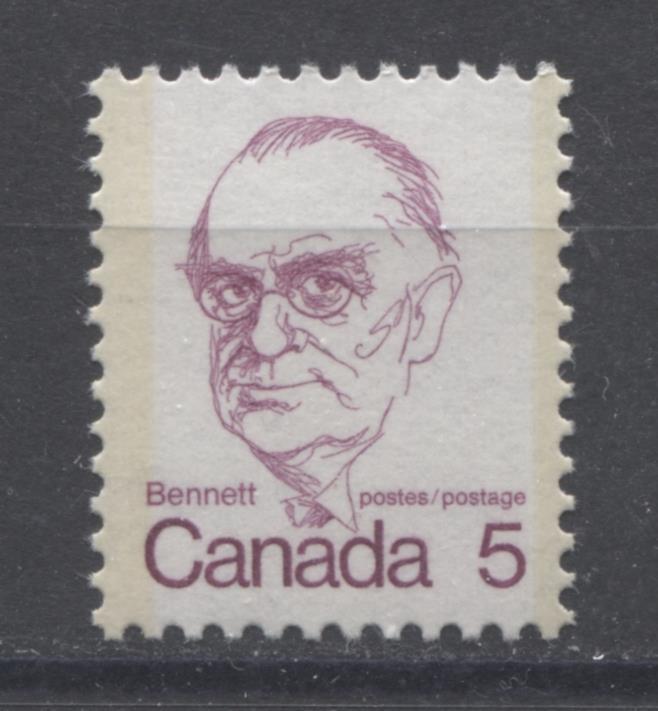 Canada #590iii (SG#697) 5c Rose Lilac Bennett 1972-1978 Caricature Issue MF Paper VF-84 NH Brixton Chrome 