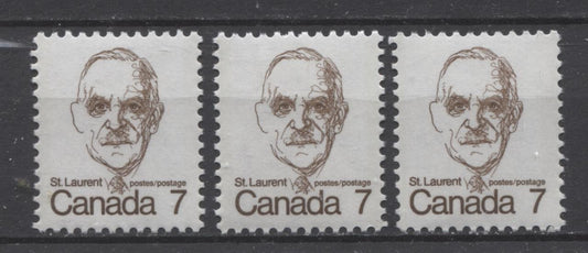 Canada #592 (SG#699) 7c Deep Brown St. Laurent 1972-1978 Caricature Issue DF Paper Type 4, 7 & 9 VF-75 NH Brixton Chrome 