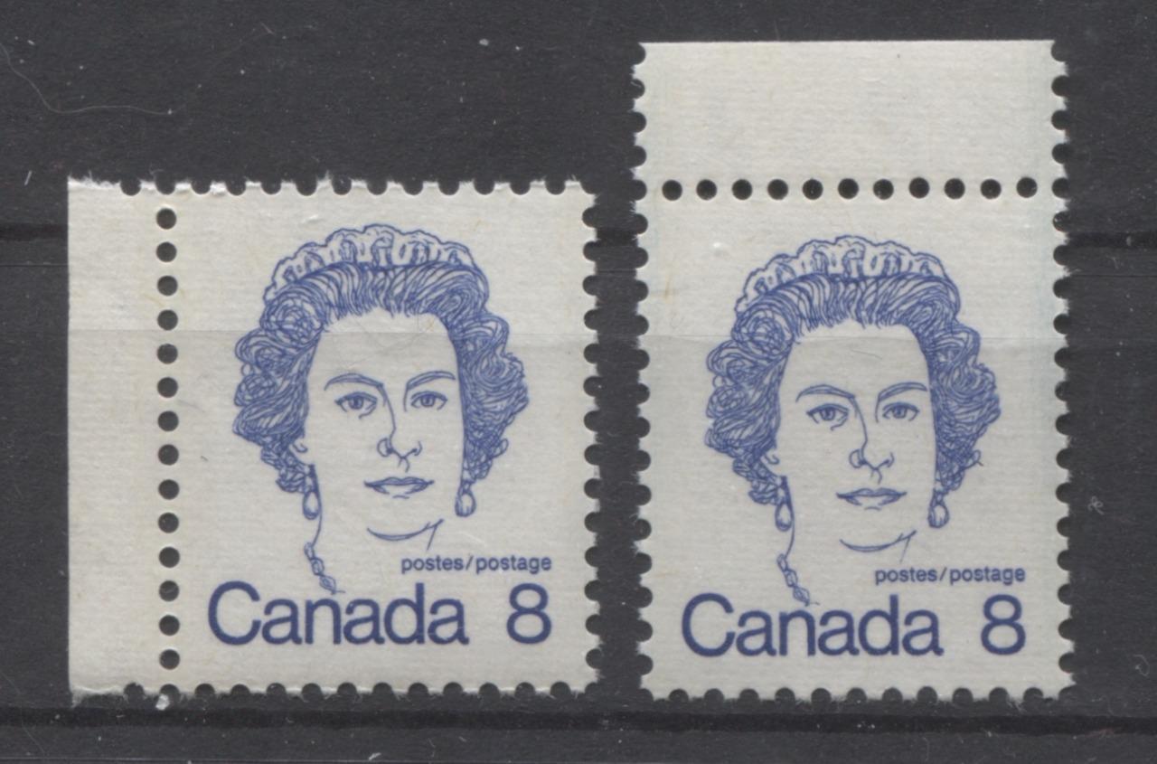 Canada #593ii (SG#700) 8c Ultramarine Queen Elizabeth II 1972-1978 Caricature Issue DF Ribbed Paper Types 1 & 2 VF-80 NH Brixton Chrome 