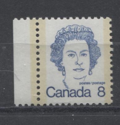 Canada #593vii (SG#700) 8c Deep Blue Queen Elizabeth II 1972-1978 Caricature Issue NF Paper Type 3 VF-84 NH Brixton Chrome 