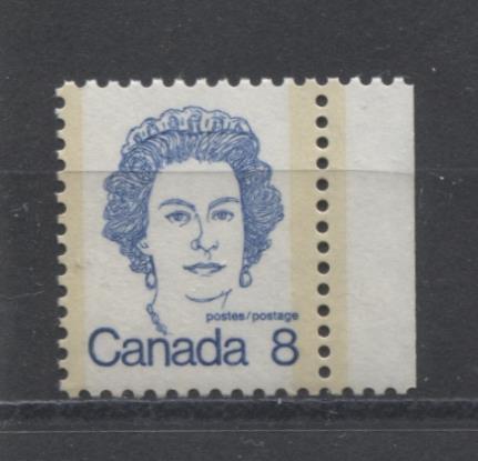 Canada #593vii (SG#700) 8c Deep Blue Queen Elizabeth II 1972-1978 Caricature Issue NF Paper Type 6 VF-80 NH Brixton Chrome 