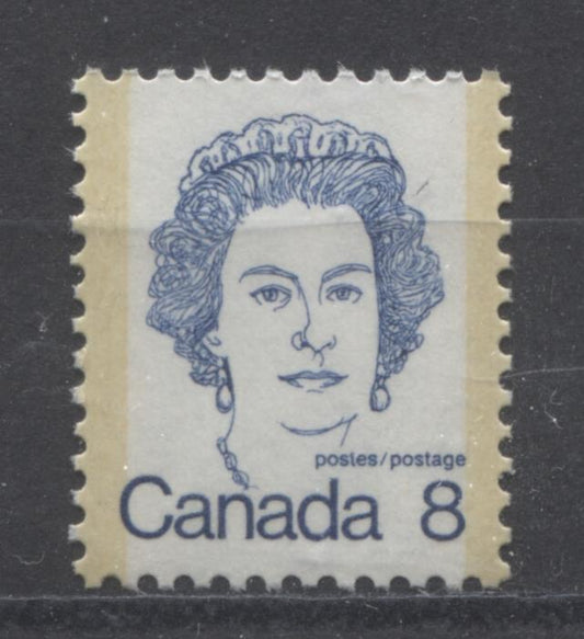 Canada #593vii (SG#700) 8c Deep Blue Queen Elizabeth II 1972-1978 Caricature Issue NF Paper Type 6 VF-84 NH Brixton Chrome 