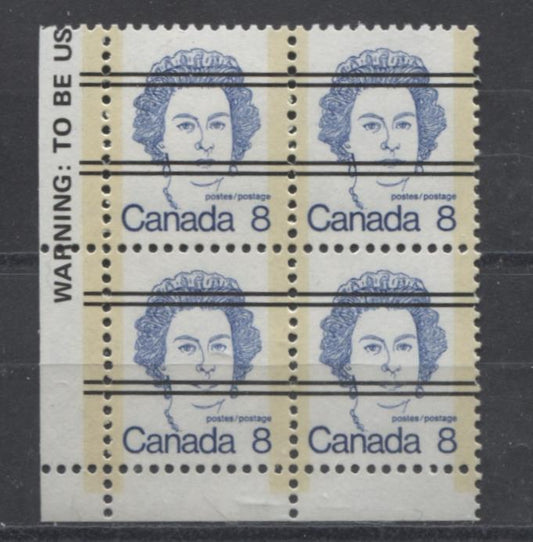 Canada #593xx (SG#700) 8c Deep Blue Queen Elizabeth II 1972-1978 Caricature Issue Precancel Blank LL Paper Type 1 F-70 NH Brixton Chrome 