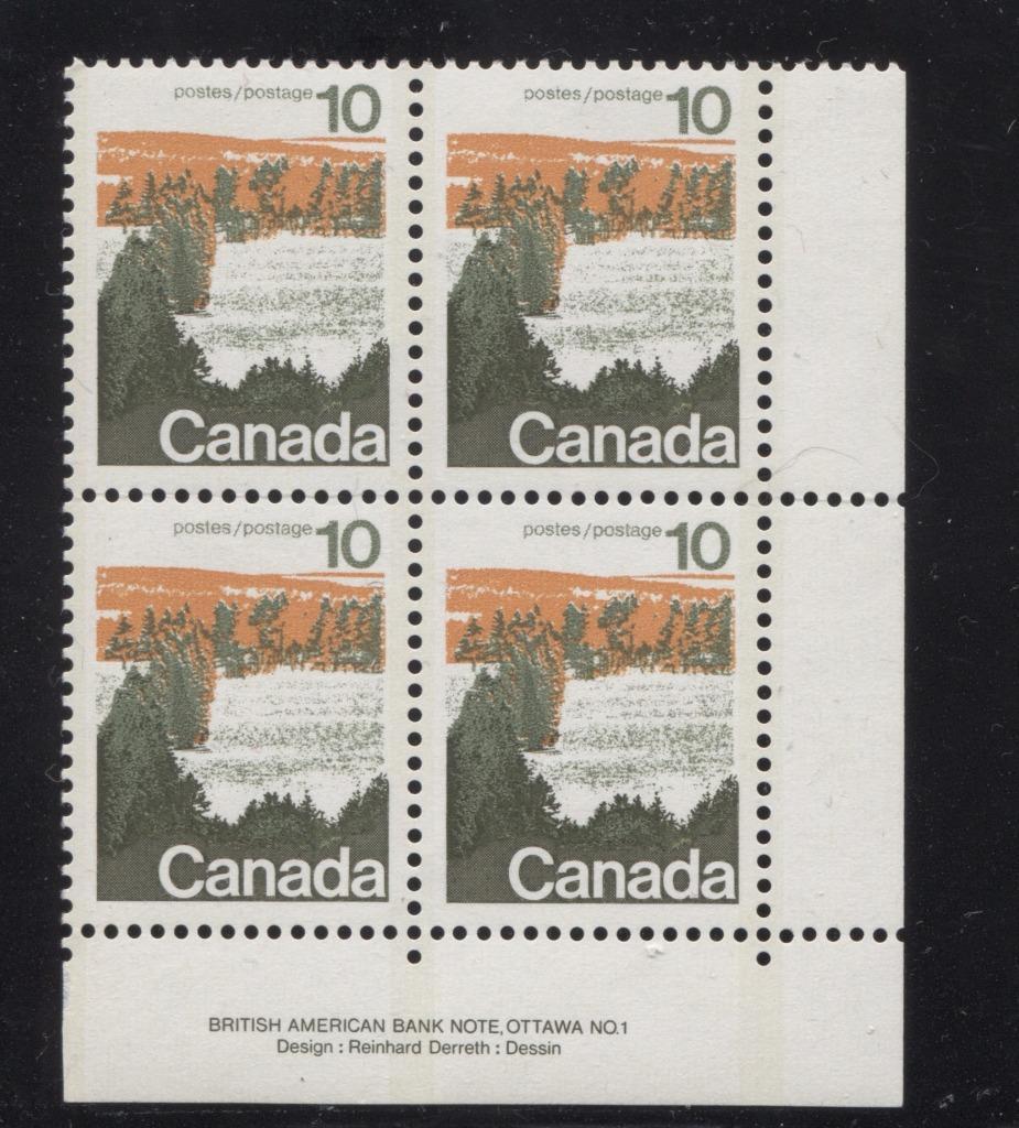 Canada #594i (SG#702) 10c Forest 1972-1978 Caricature Issue Type 1, 3 mm OP-2 Tag, Paper Type 1 Plate 1 LR VF-80 NH Brixton Chrome 