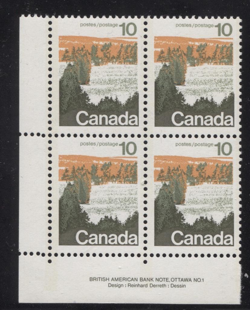 Canada #594i (SG#702) 10c Forest 1972-1978 Caricature Issue Type 1, 3 mm OP-2 Tag, Paper Type 2 Plate 1 LL VF-75 NH Brixton Chrome 
