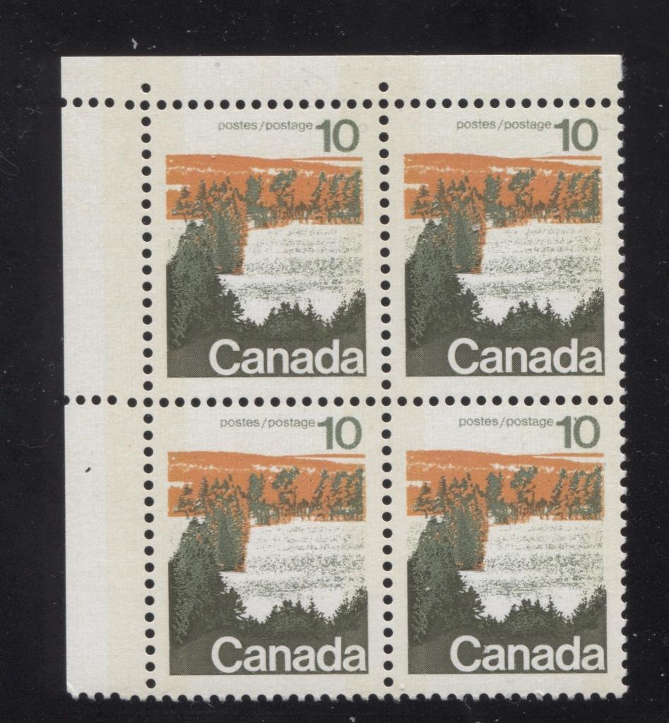 Canada #594iii (SG#702p) 10c Forest 1972-1978 Caricature Issue Type 1, W2B Tag, Paper Type 10 Blank UL VF-80 NH Brixton Chrome 