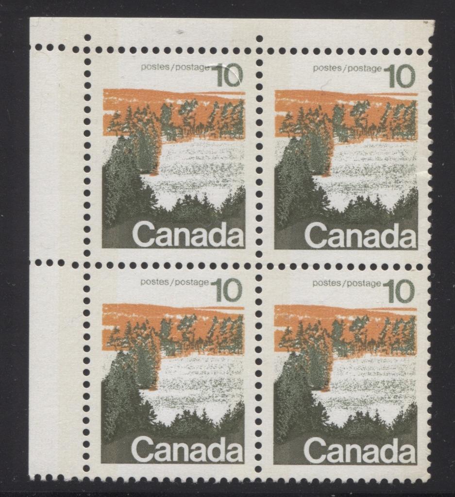 Canada #594iii (SG#702p) 10c Forest 1972-1978 Caricature Issue Type 1, W2B Tag, Paper Type 10 Blank UL VF-84 NH Brixton Chrome 