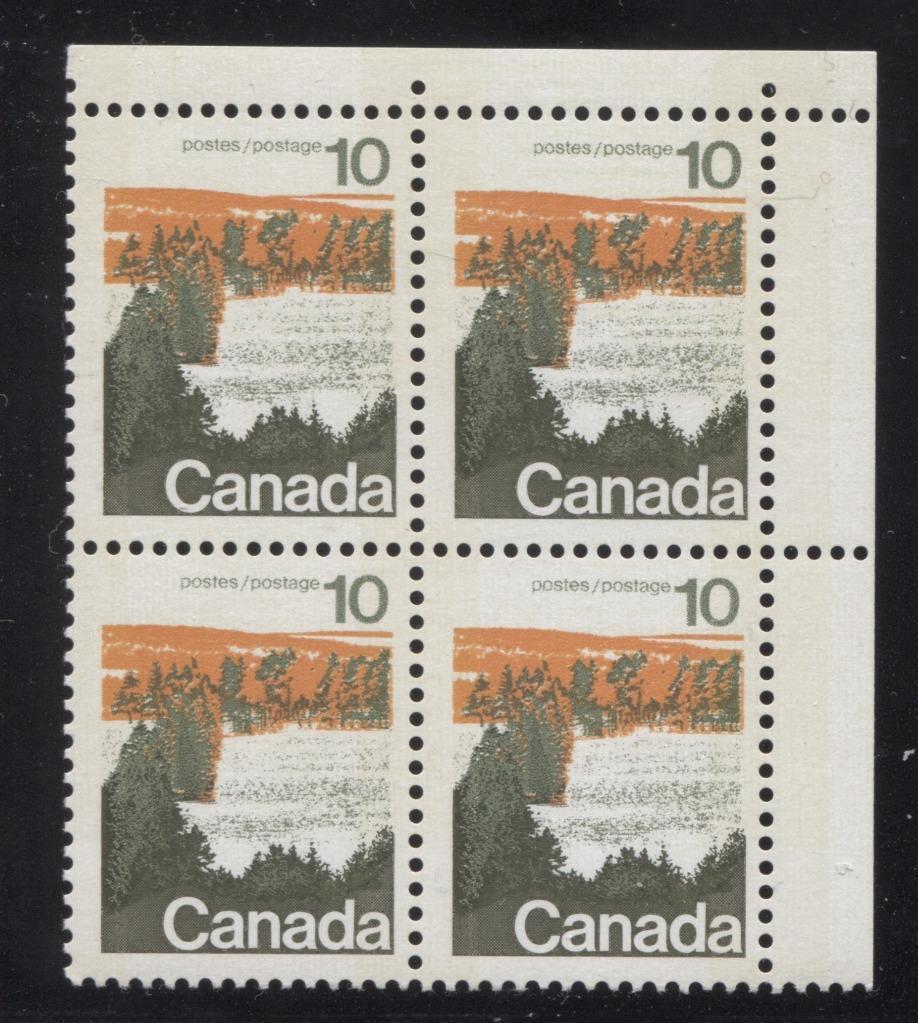 Canada #594iii (SG#702p) 10c Forest 1972-1978 Caricature Issue Type 1, W2B Tag, Paper Type 10 Blank UR F-70 NH Brixton Chrome 