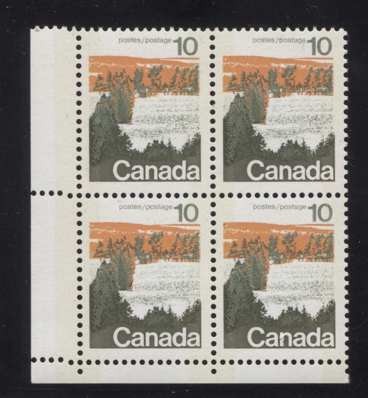 Canada #594iii (SG#702p) 10c Forest 1972-1978 Caricature Issue Type 1, W2B Tag, Paper Type 2 Blank LL VF-75 NH Brixton Chrome 